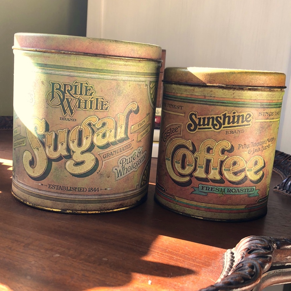 Vintage sugar and coffee canisters